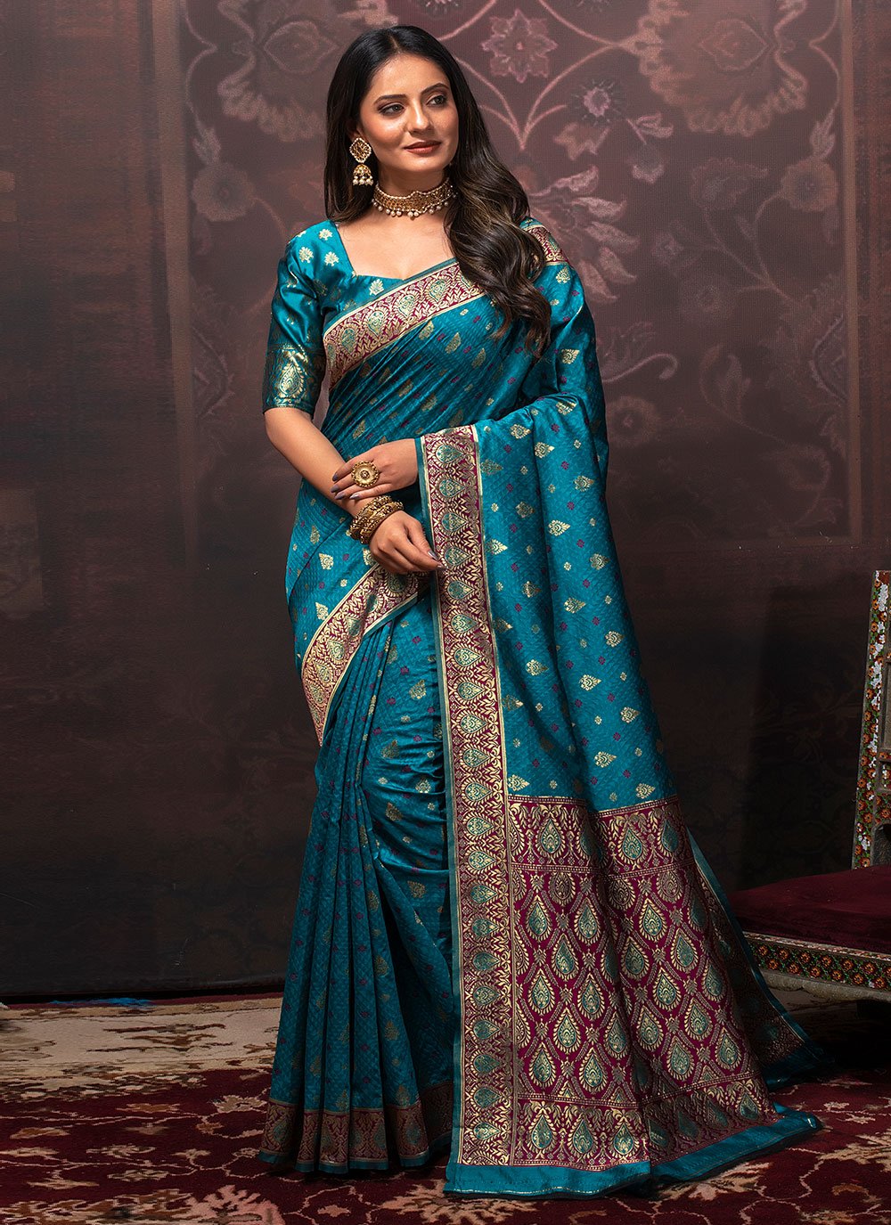 Classic Silk Blue Weaving Saree