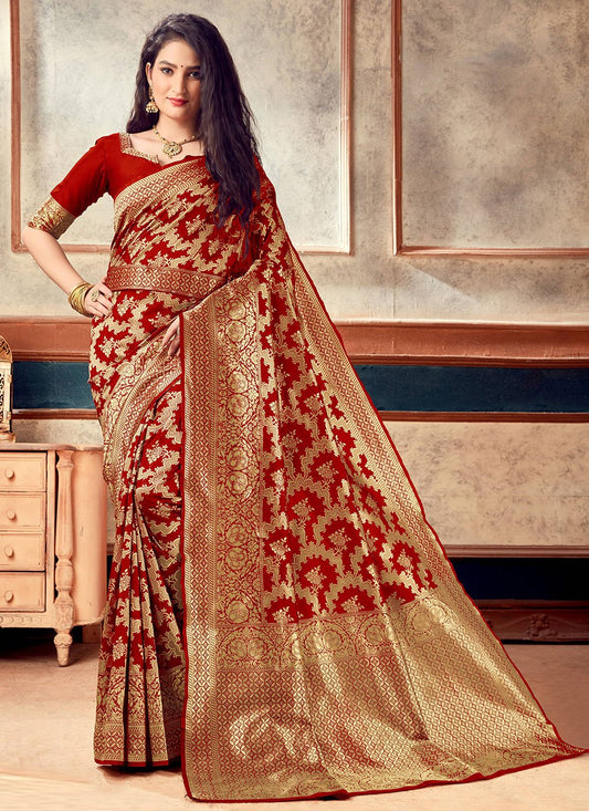 Classic Silk Red Weaving Saree