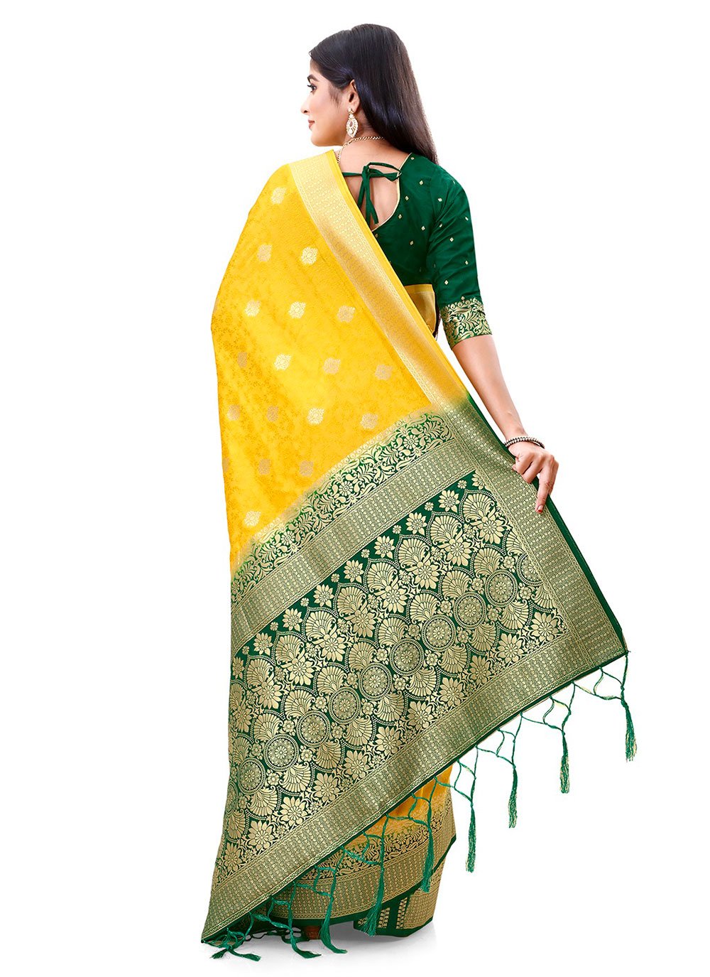 Contemporary Silk Yellow Weaving Saree