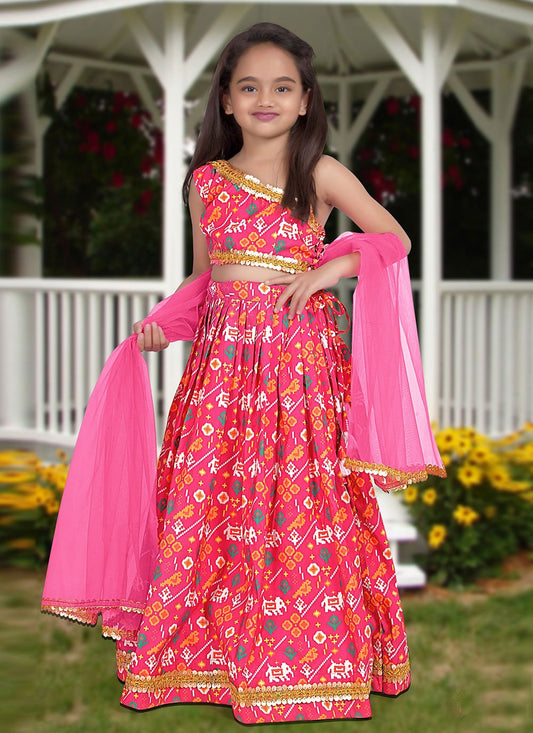 Lehenga Choli Silk Pink Digital Print Kids