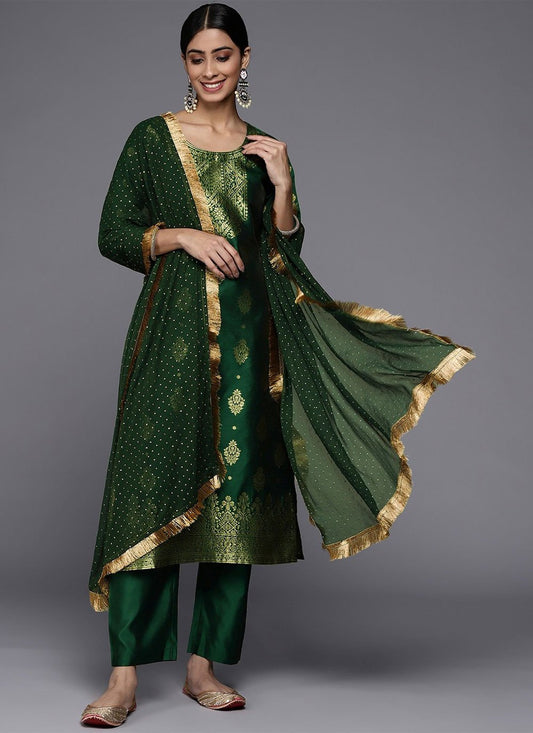 Salwar Suit Silk Green Weaving Salwar Kameez