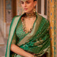 Contemporary Silk Green Foil Print Saree