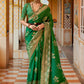 Contemporary Silk Green Foil Print Saree