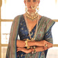 Contemporary Silk Blue Foil Print Saree