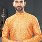 Kurta Pyjama Silk Gold Digital Print Mens