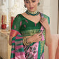 Classic Silk Green Pink Digital Print Saree