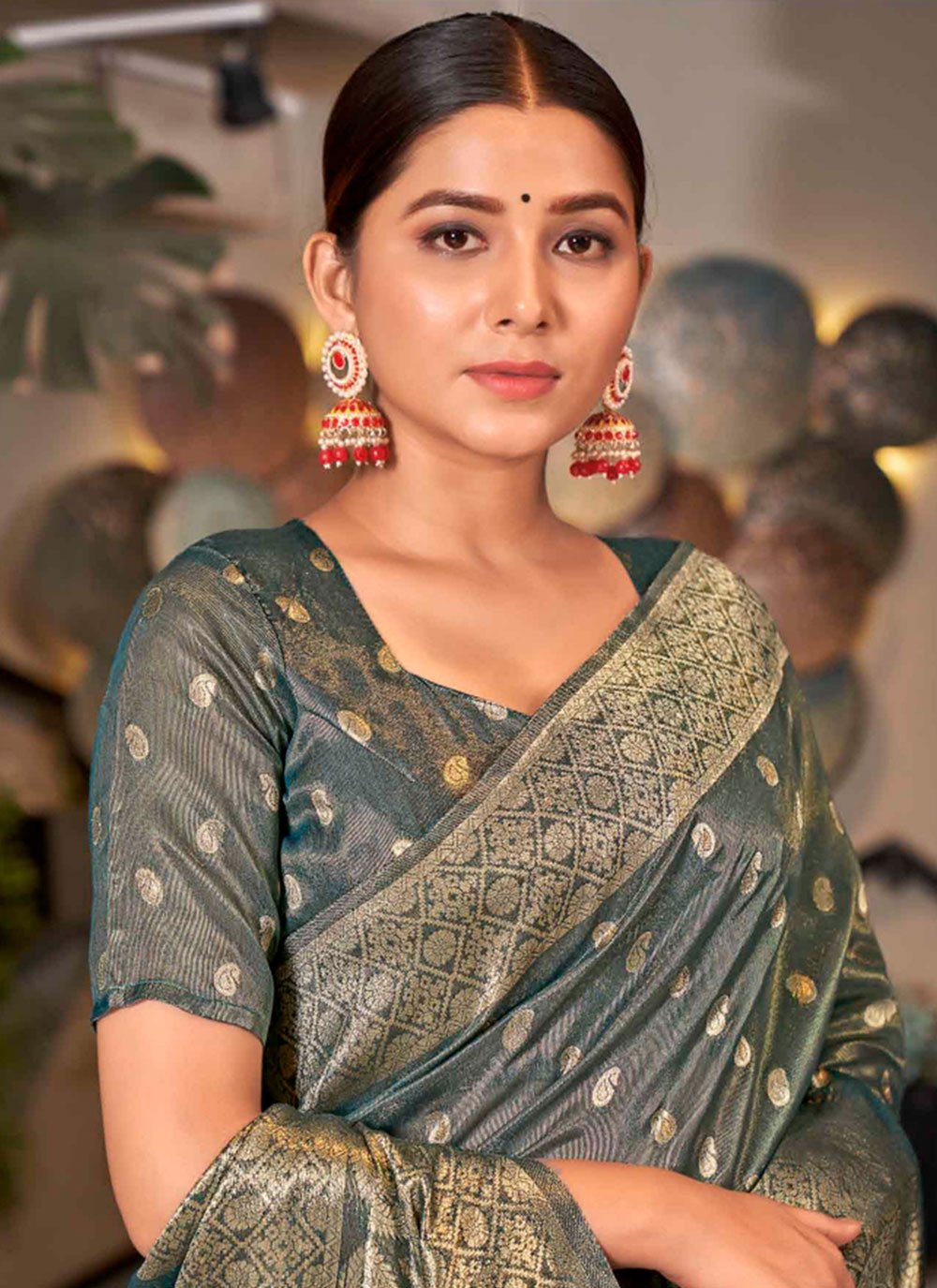 Contemporary Silk Green Weaving Saree