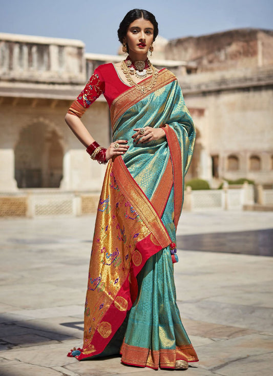 Designer Silk Green Weaving Saree