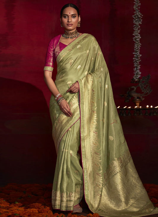 Designer Silk Green Weaving Saree