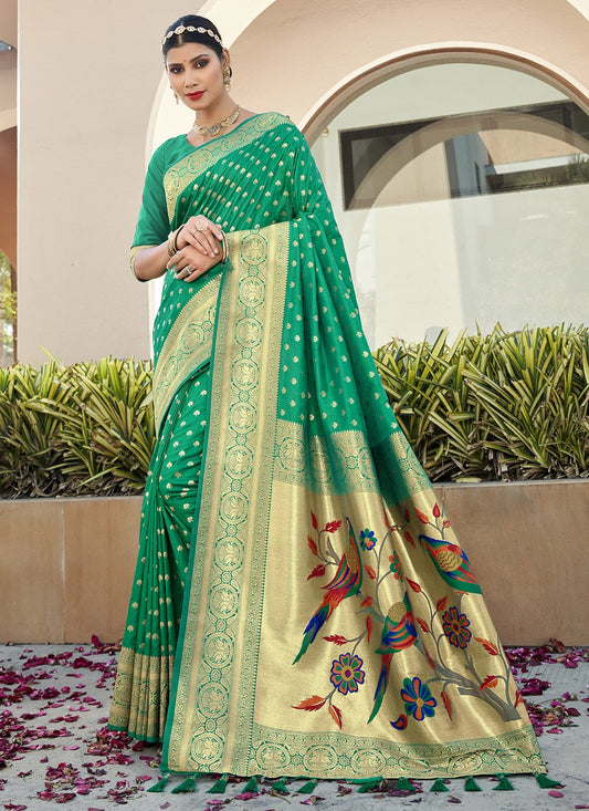 Traditional Saree Silk Green Weaving Saree