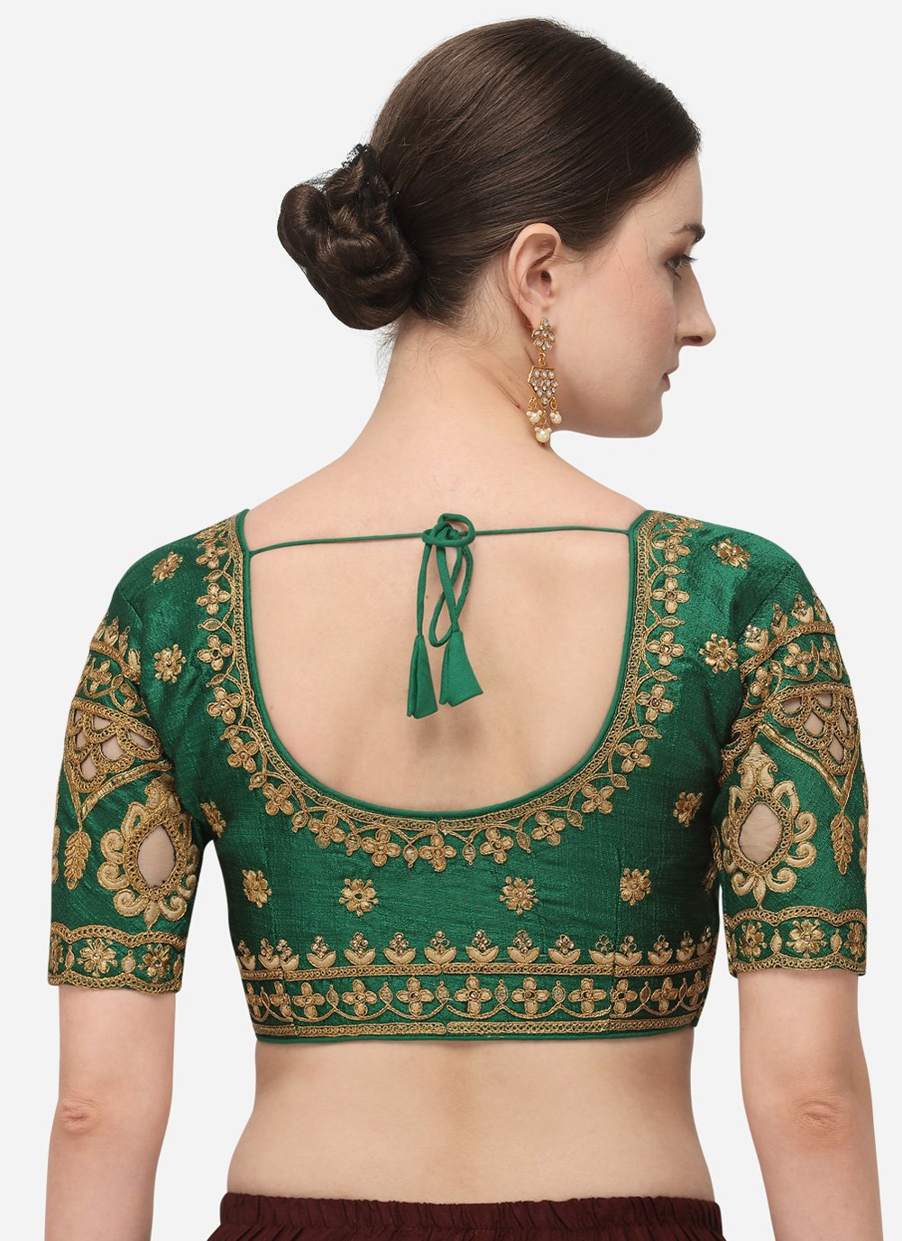 Designer Blouse Silk Green Embroidered Blouse