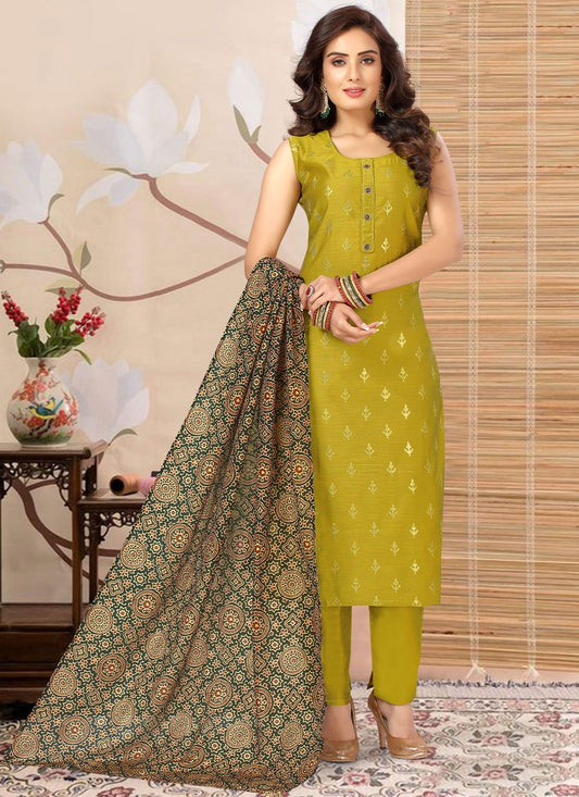 Salwar Suit Silk Green Embroidered Salwar Kameez