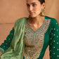 Straight Salwar Suit Silk Green Embroidered Salwar Kameez