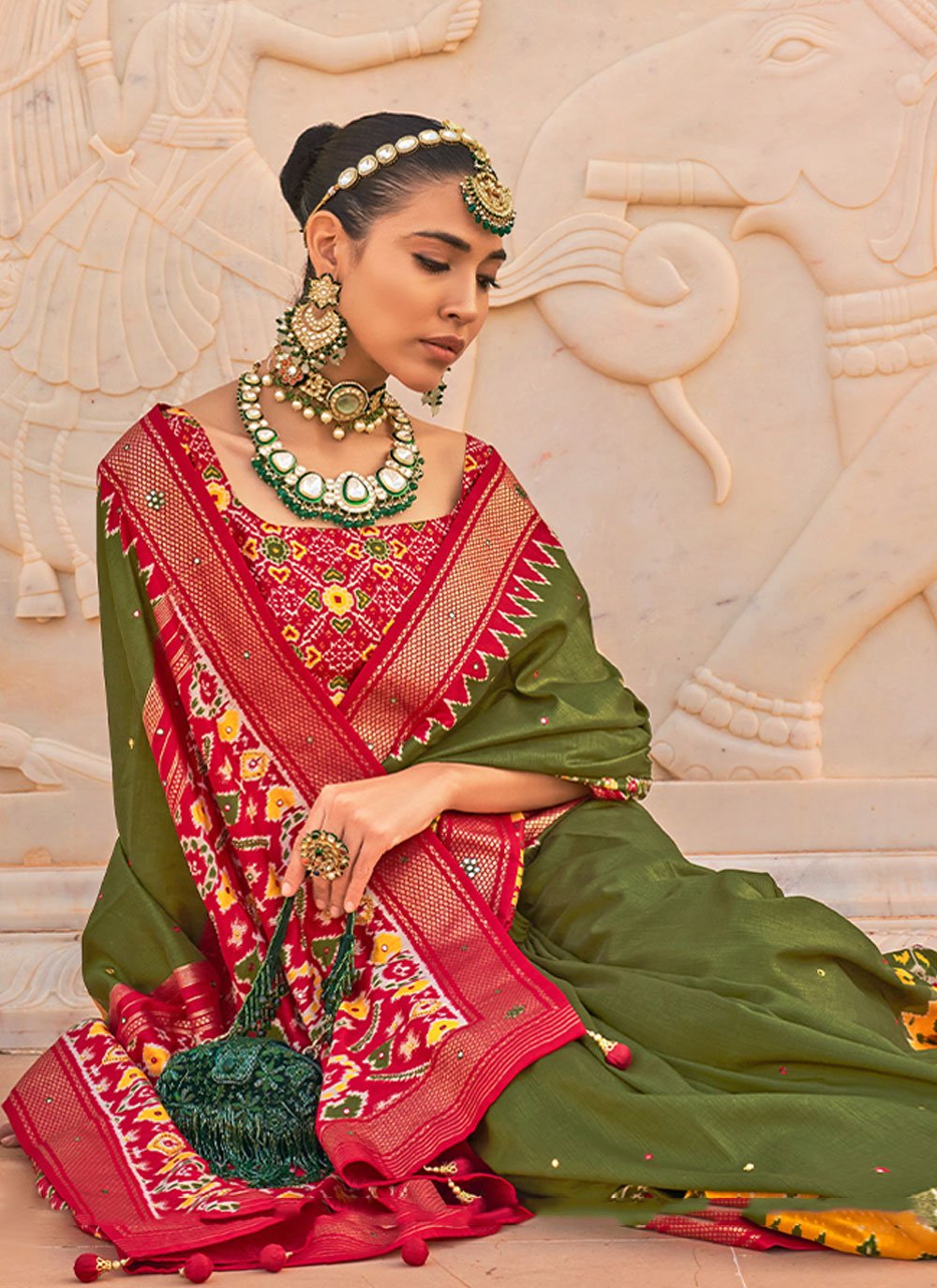 Trendy Saree Silk Green Hand Work Saree