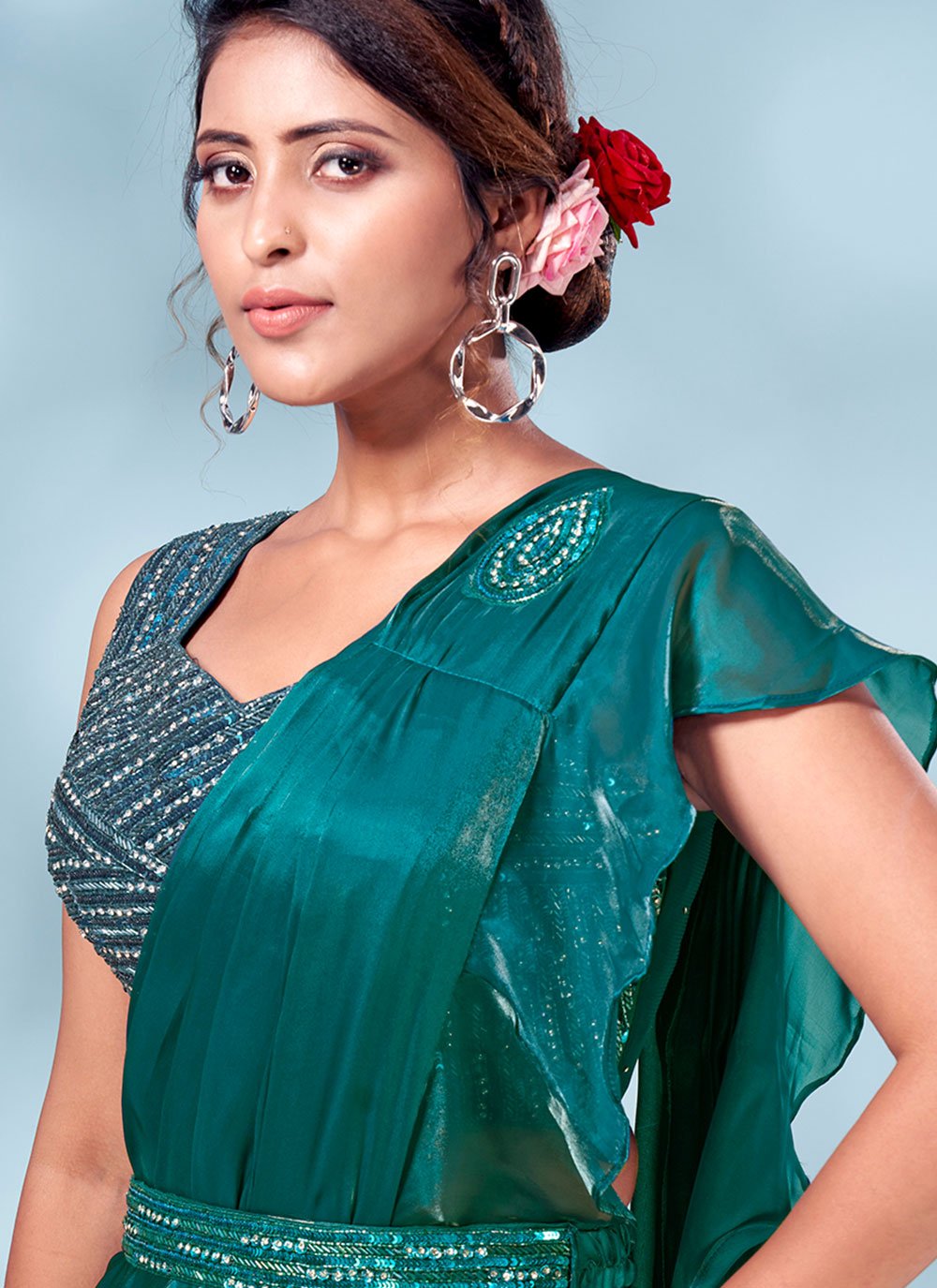 Trendy Saree Silk Green Plain Saree