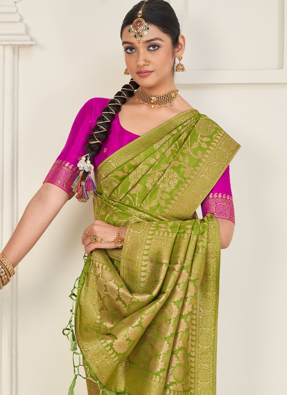 Trendy Saree Silk Green Weaving Saree