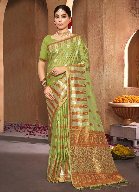 Traditional Saree Silk Green Weaving Saree