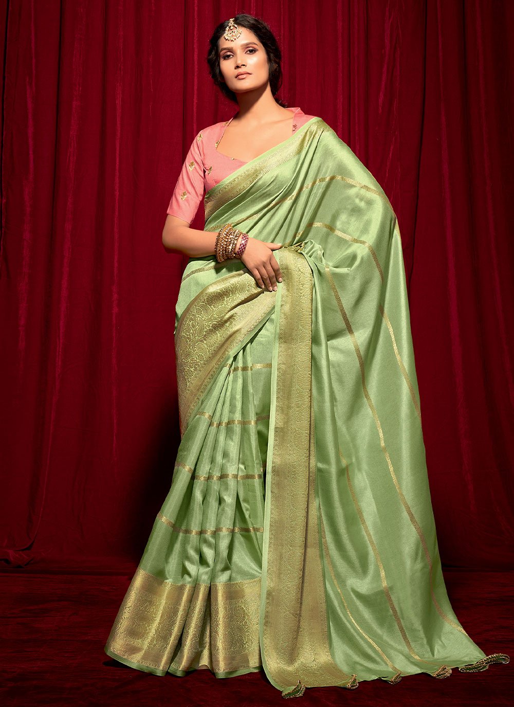 Classic Silk Green Weaving Saree