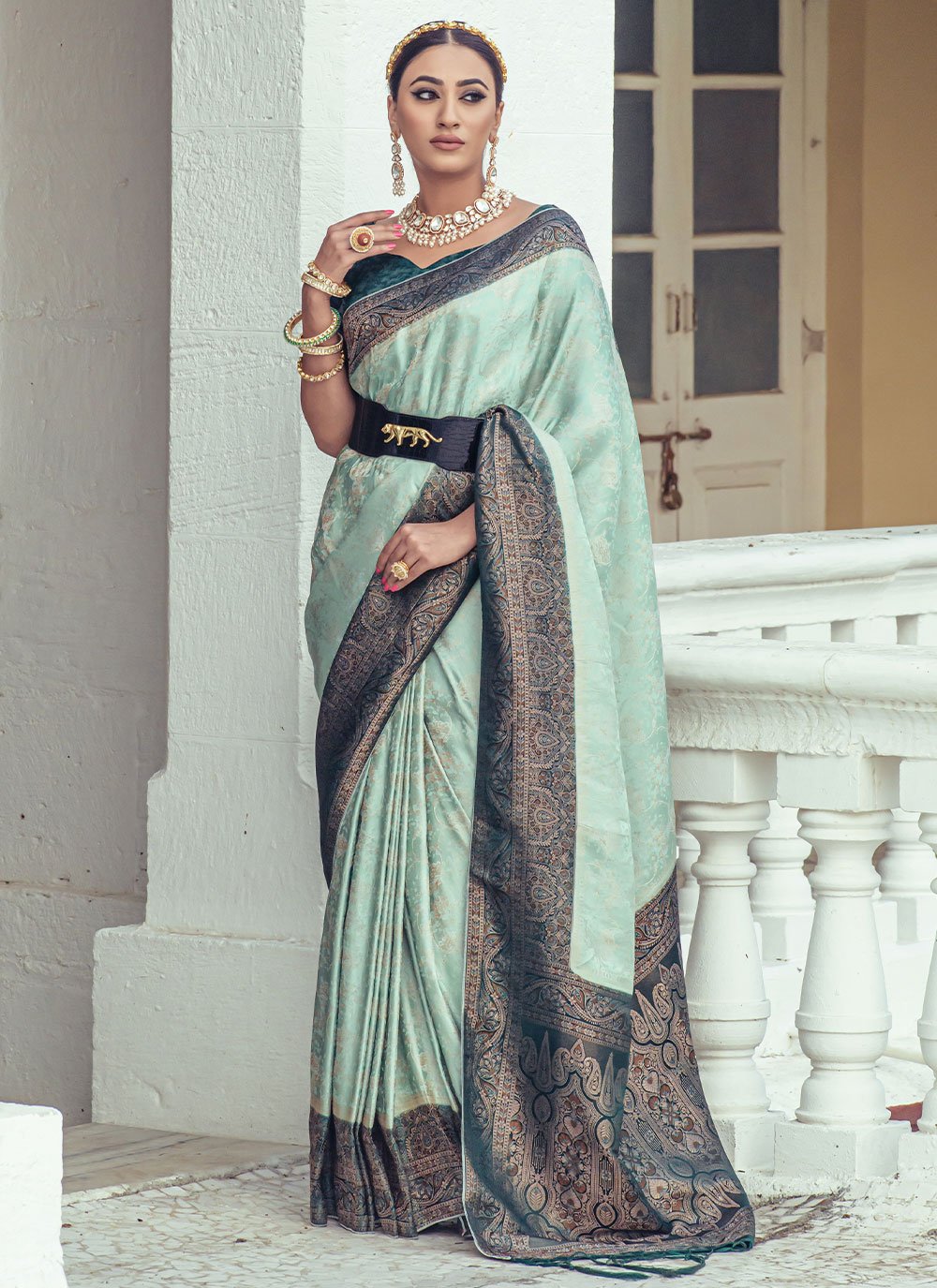 Classic Silk Green Weaving Saree