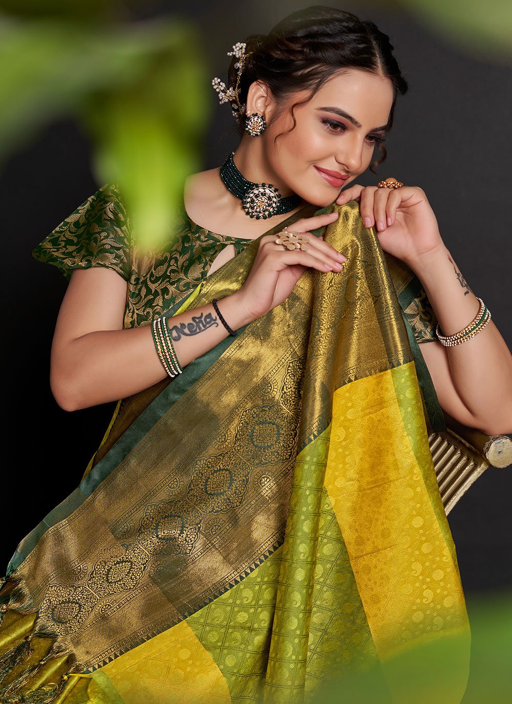 Classic Silk Green Weaving Saree