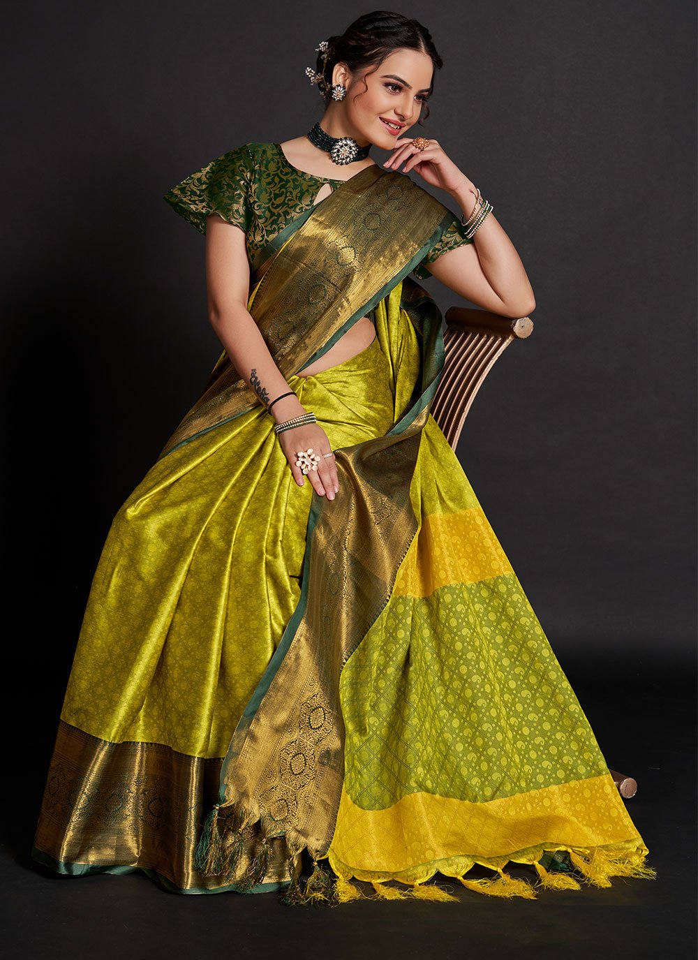 Classic Silk Green Weaving Saree