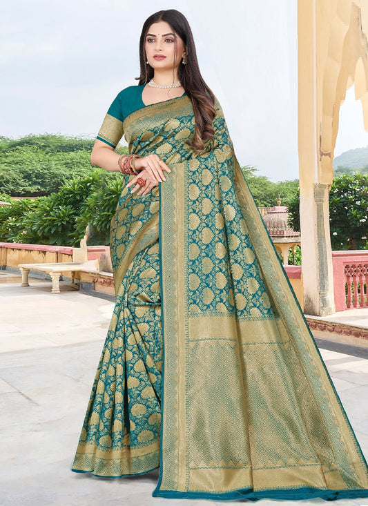 Contemporary Silk Green Zari Saree