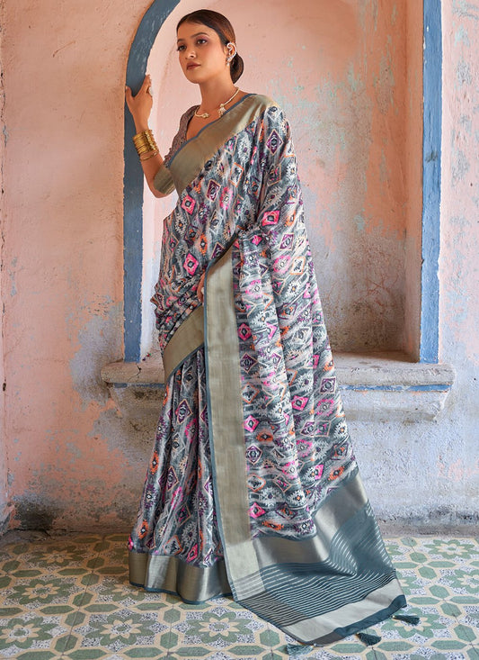 Classic Silk Grey Weaving Saree