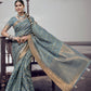 Trendy Saree Silk Grey Digital Print Saree