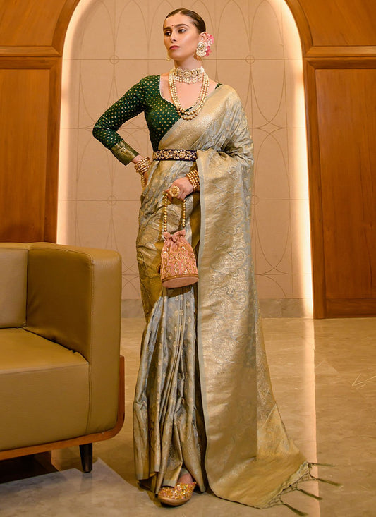 Classic Silk Grey Weaving Saree