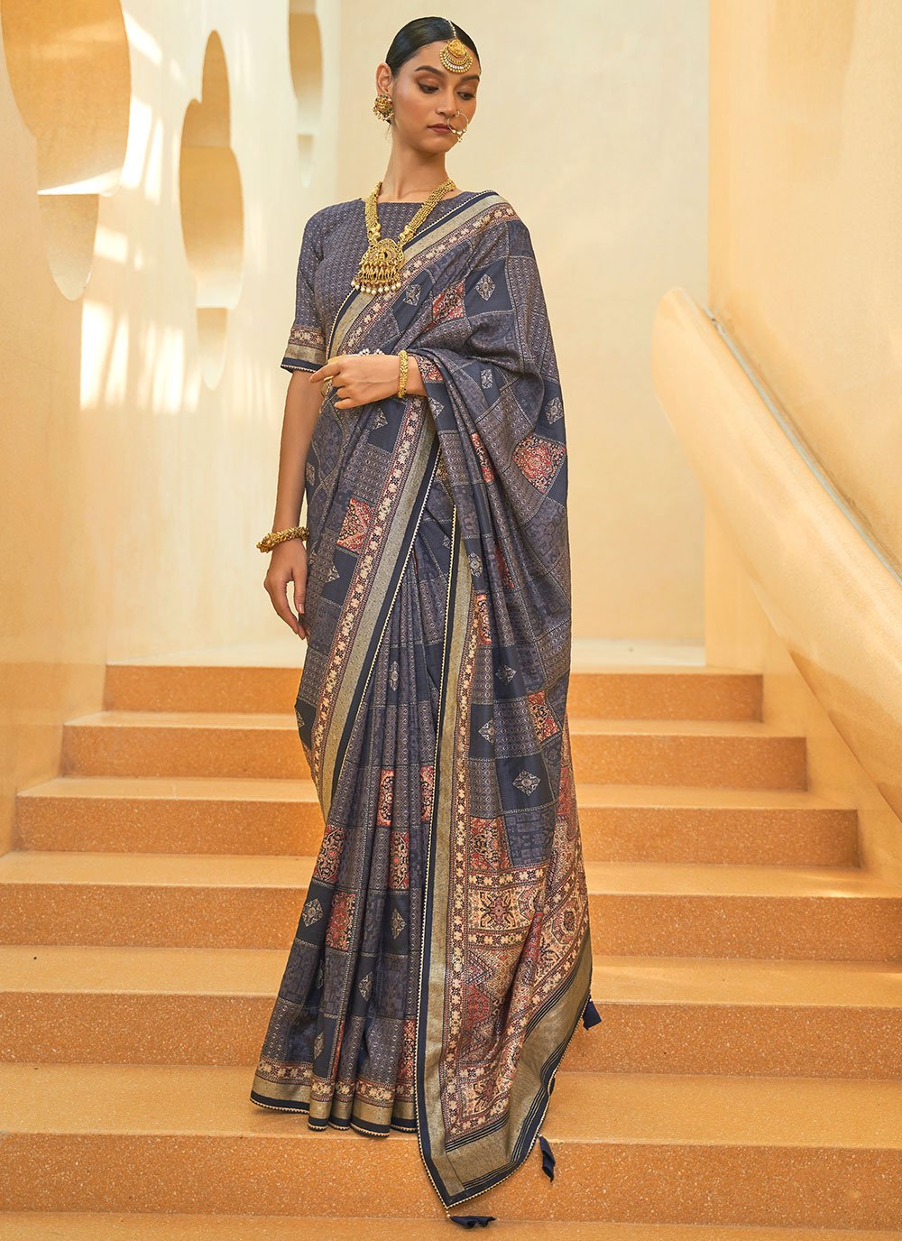 Classic Silk Grey Woven Saree