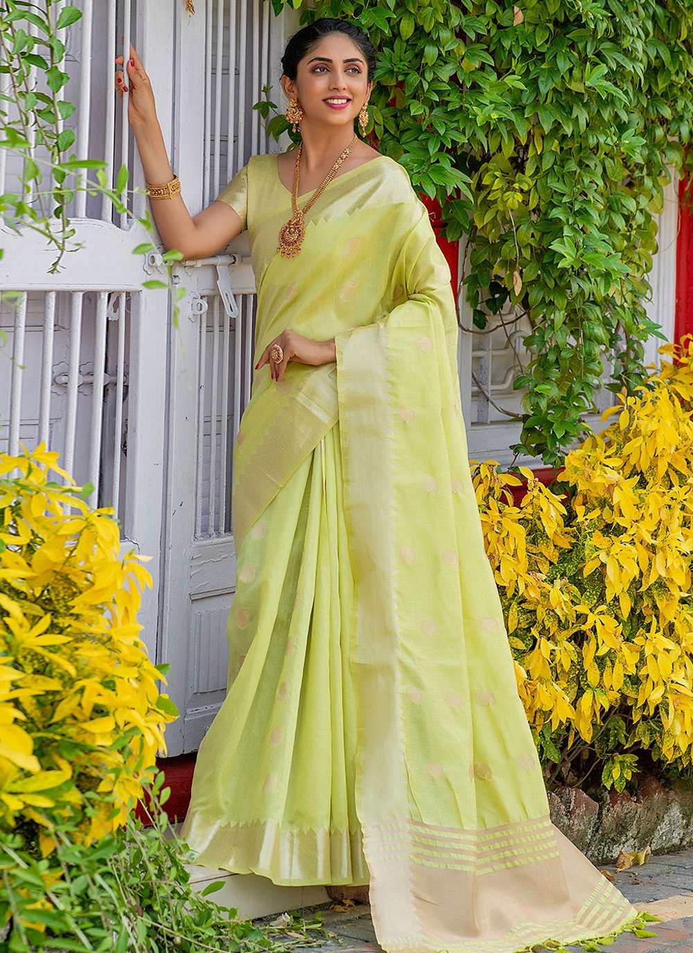 Contemporary Silk Green Booti Saree