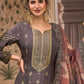 Salwar Suit Silk Grey Jacquard Work Salwar Kameez