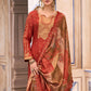 Salwar Suit Silk Rust Jacquard Work Salwar Kameez