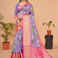 Contemporary Silk Lavender Digital Print Saree