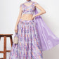 Lehenga Choli Chinon Silk Lavender Print Lehenga Choli