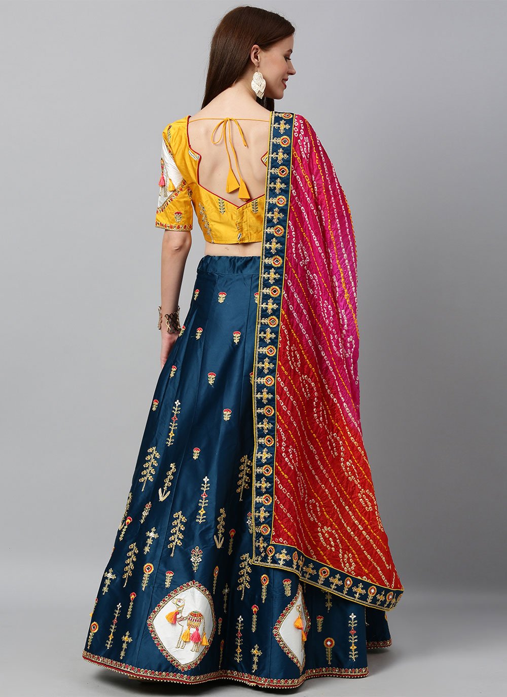 Lehenga Choli Silk Teal Fancy Work Lehenga Choli