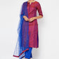 Salwar Suit Silk Magenta Strips Print Salwar Kameez