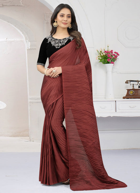 Classic Silk Maroon Fancy Work Saree