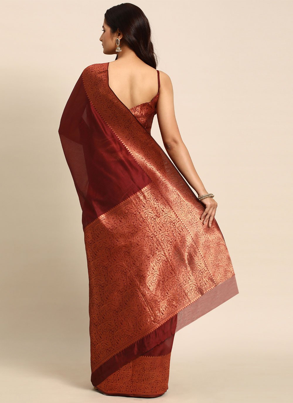 Traditional Saree Silk Maroon Woven Saree