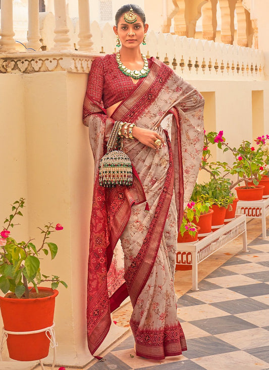 Trendy Saree Chiffon Silk Maroon Print Saree