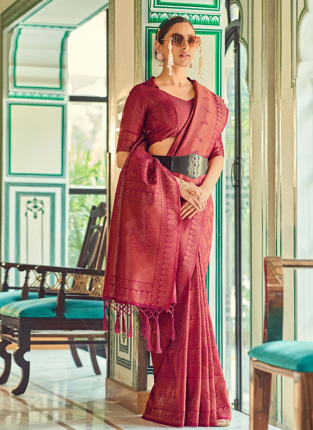 Classic Silk Maroon Weaving Saree