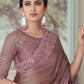 Classic Silk Mauve Embroidered Saree