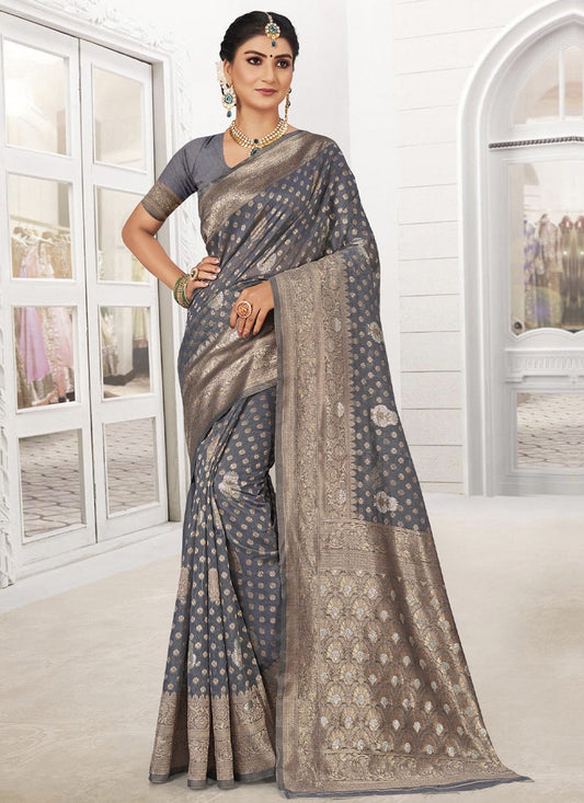 Casual Silk Grey Weaving Saree