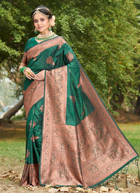 Trendy Saree Silk Green Weaving Saree