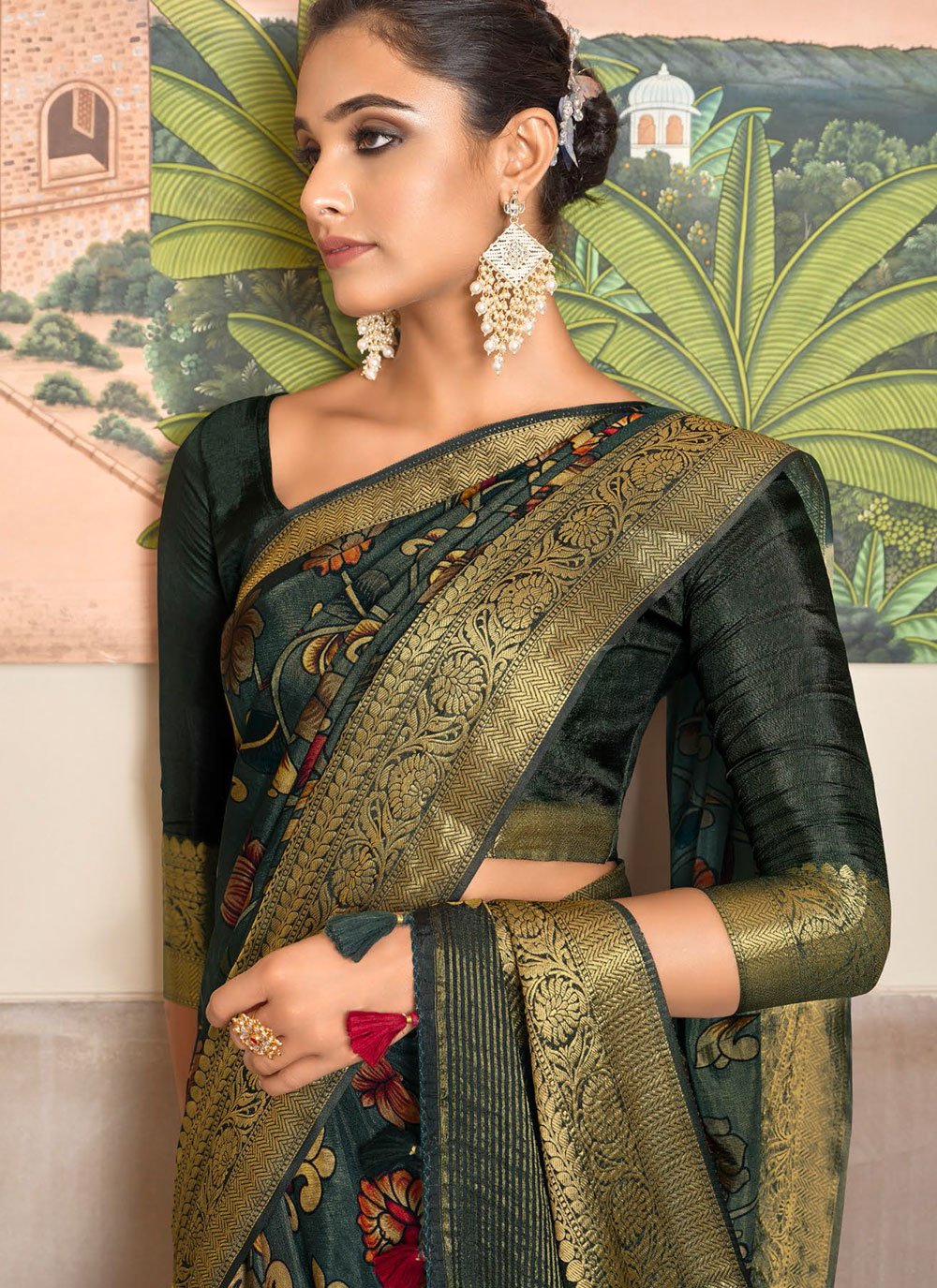 Contemporary Silk Viscose Morpeach Weaving Saree