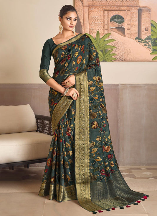 Contemporary Silk Viscose Morpeach Weaving Saree