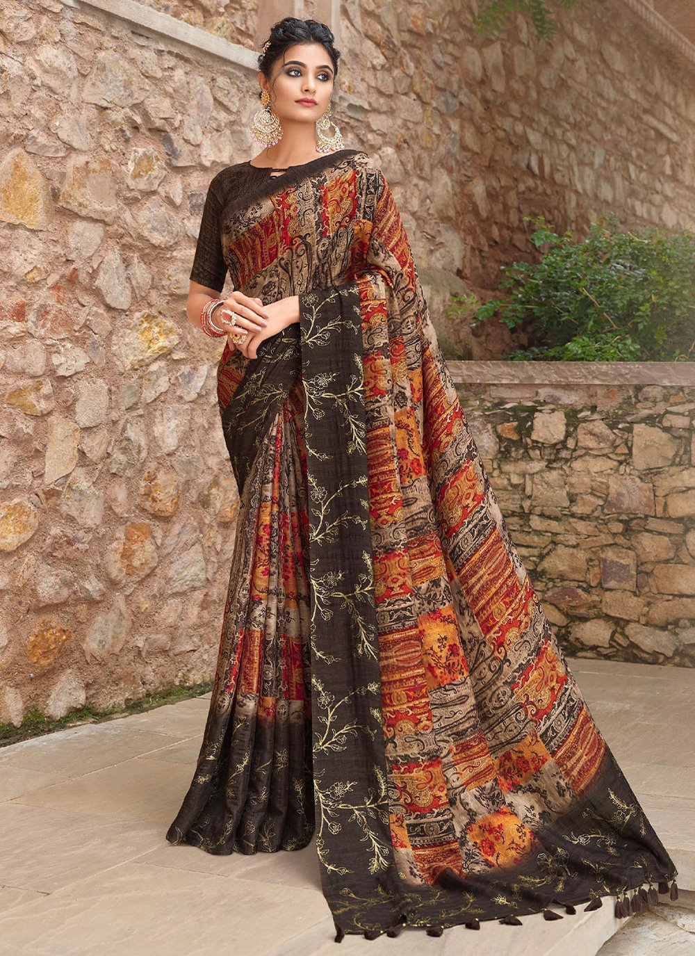 Classic Silk Multi Colour Print Saree