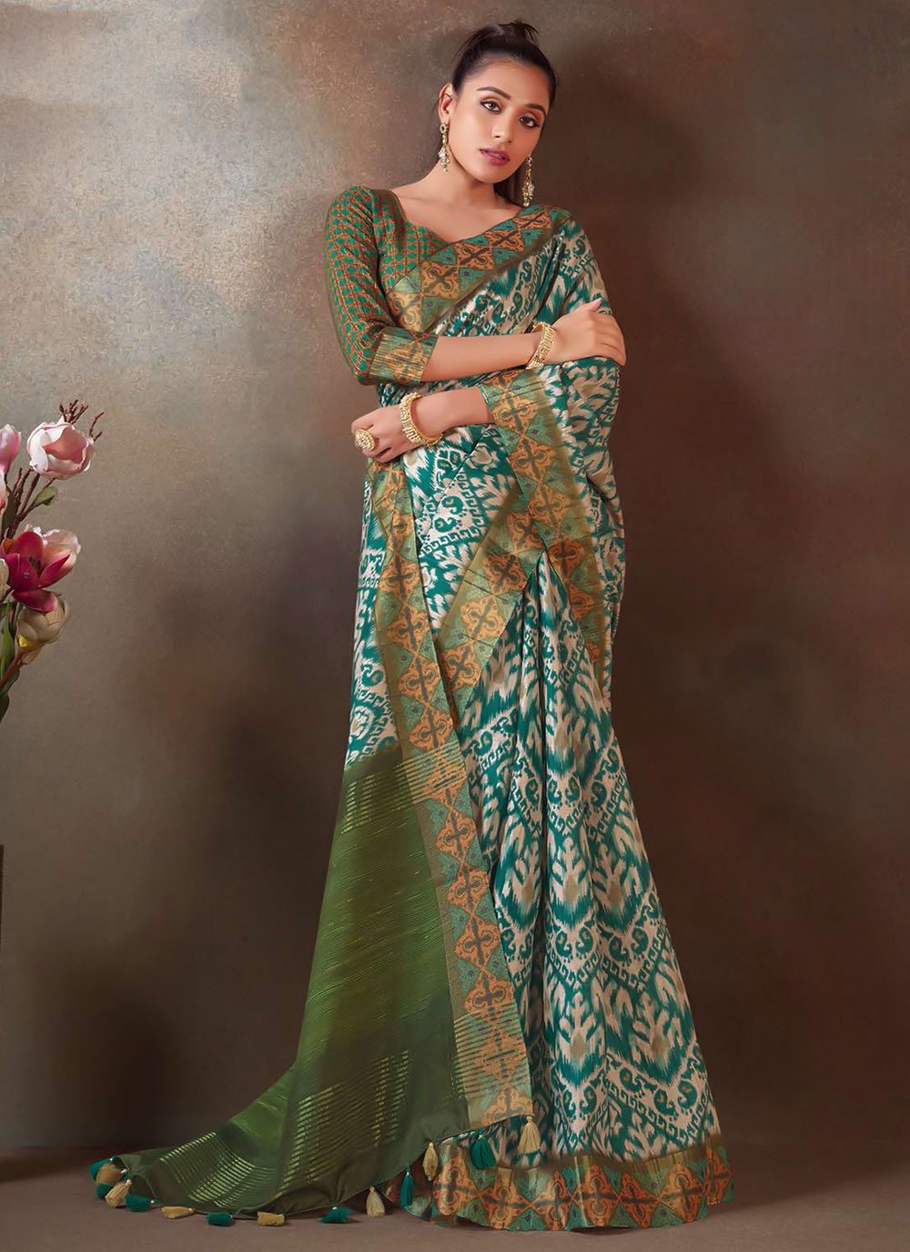 Contemporary Silk Multi Colour Weaving Saree