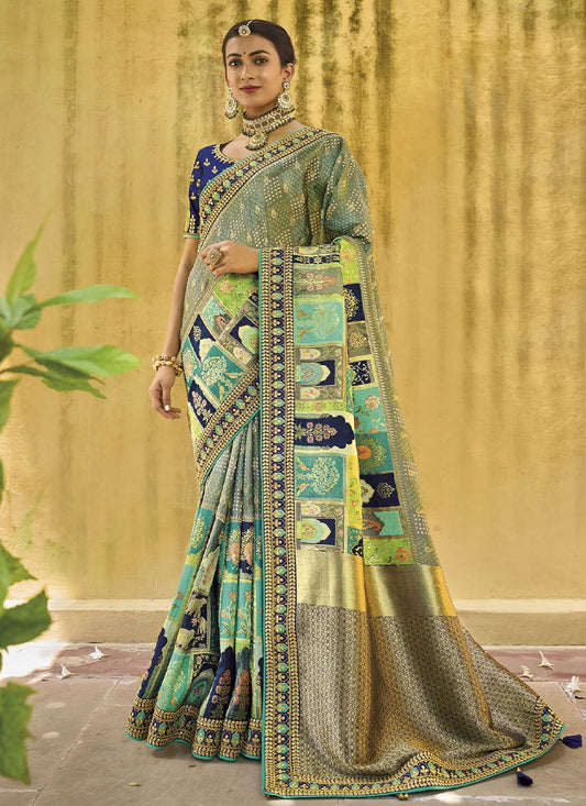 Contemporary Silk Multi Colour Embroidered Saree