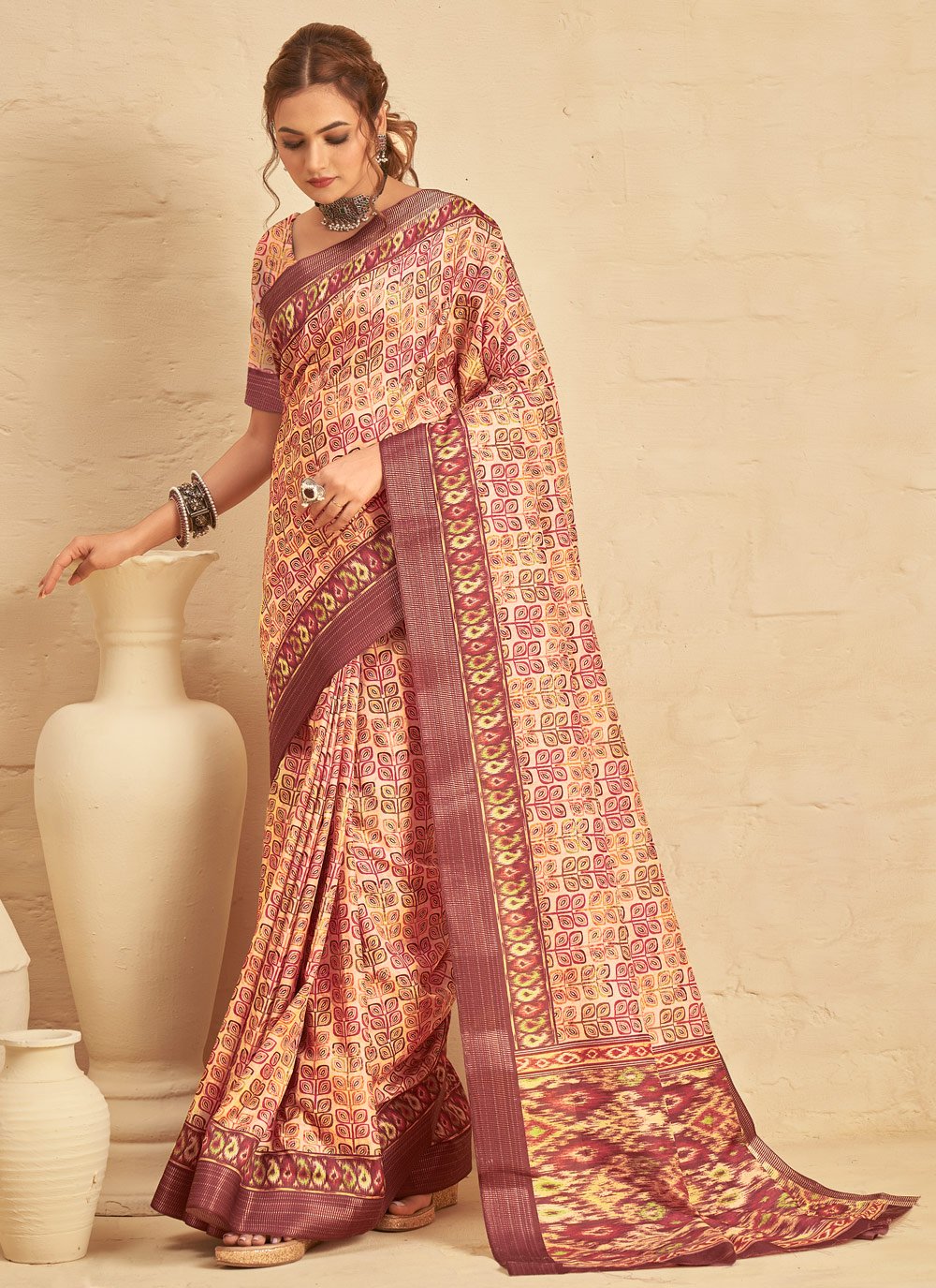 Contemporary Silk Multi Colour Digital Print Saree